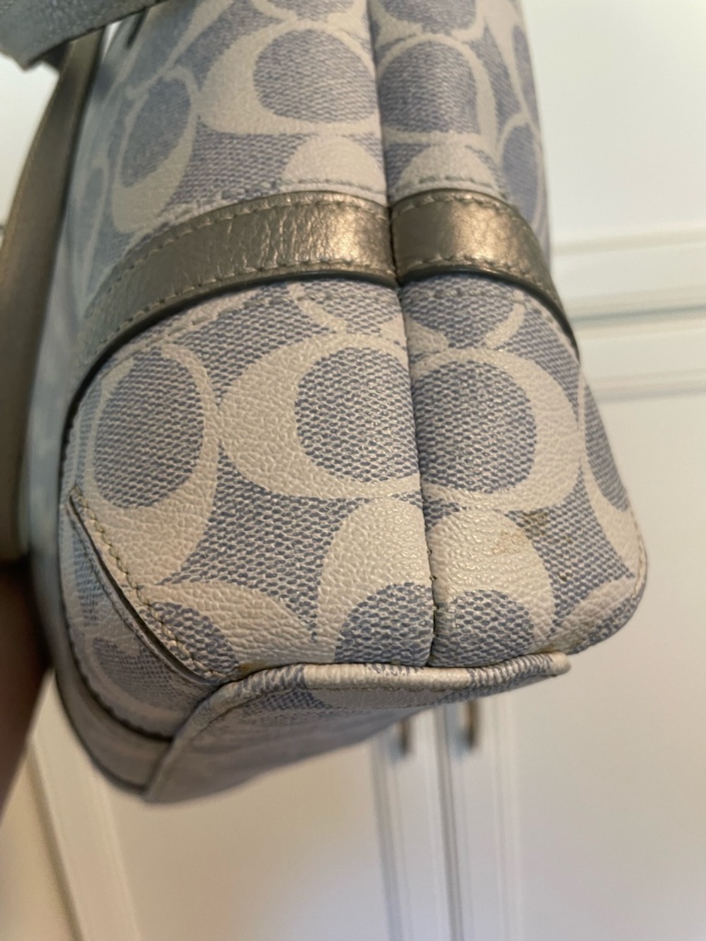 Coach light blue gray Signature Tote with Metallic Trim - Picture 12 of 16